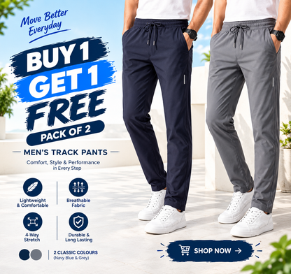 Men Solid Track Pants ( Pack Of 2 ) Buy 1 Get 1 FREE