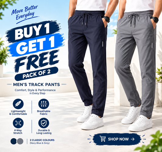 Men Solid Track Pants ( Pack Of 2 ) Buy 1 Get 1 FREE