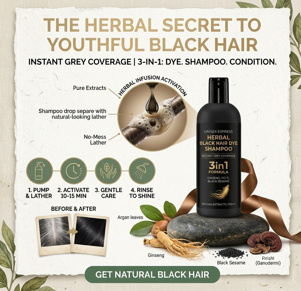 3 in 1 Black hair dye Natural shampoo ( Pack Of 4 )