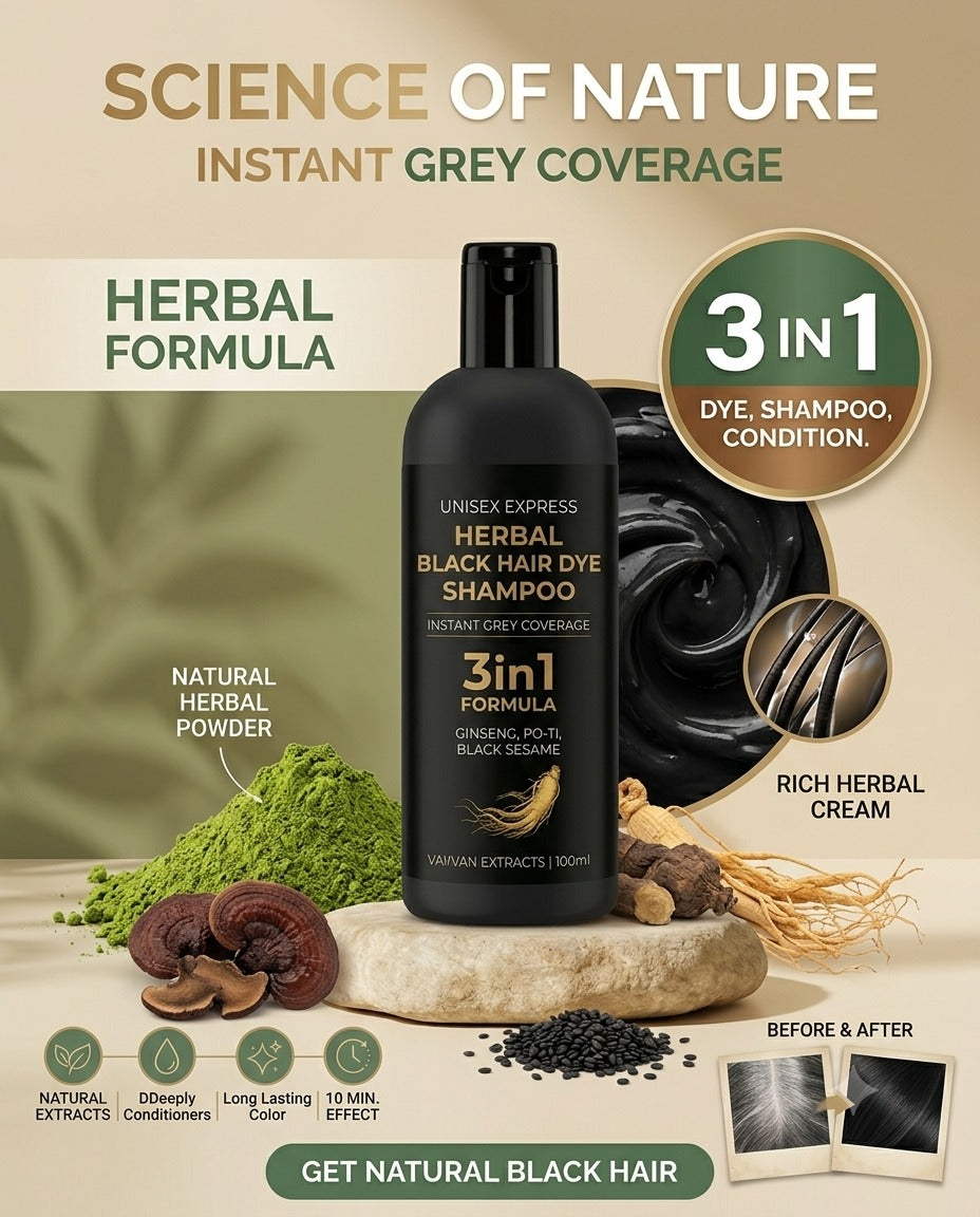 3 in 1 Black hair dye Natural shampoo ( Pack Of 4 )
