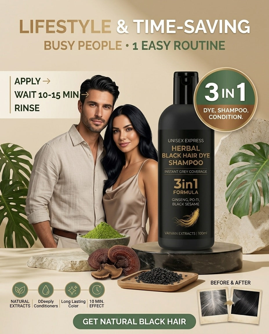 3 in 1 Black hair dye Natural shampoo ( Pack Of 4 )