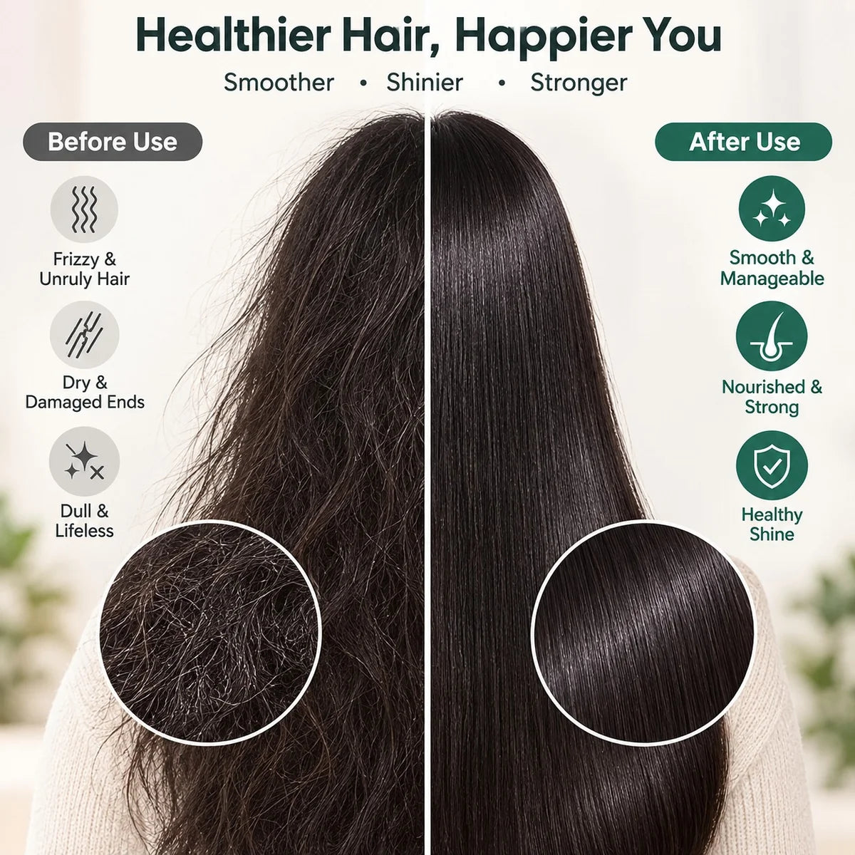 2-in-1 Ceramic Hair Straightening Brush for Women(1 Year Warranty)
